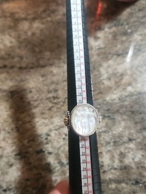 Tagalimonte Sterling Silver And 14k Accent  Mother-of-Pearl Cameo Ring - White